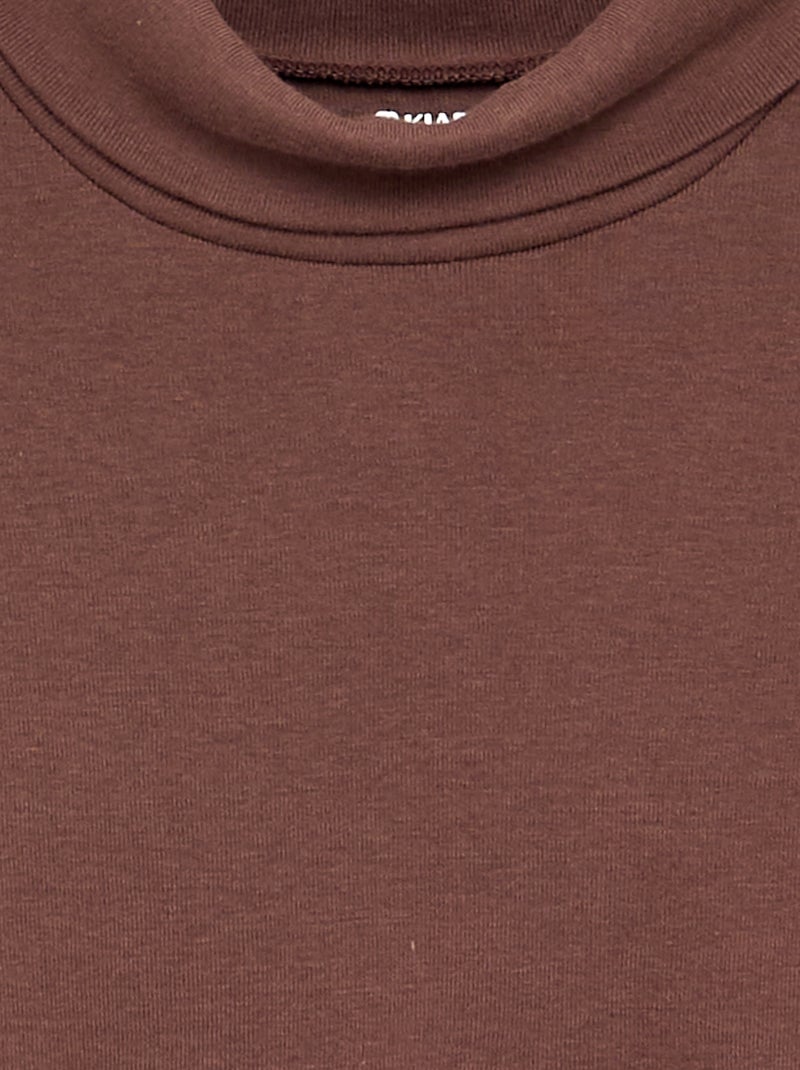 Camiseta de cuello alto de canalé Marron - Kiabi