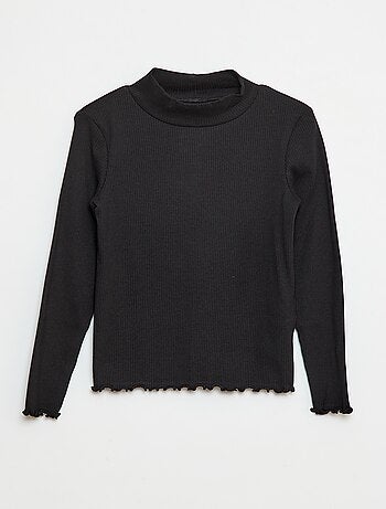 Camiseta de cuello alto de canalé