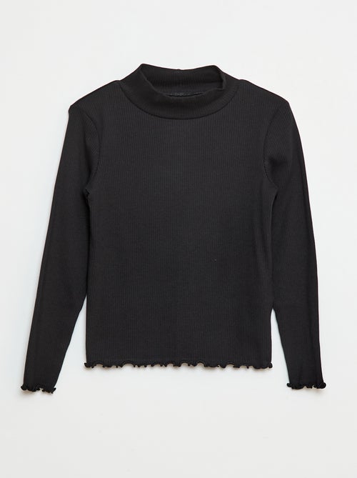 Camiseta de cuello alto de canalé - Kiabi