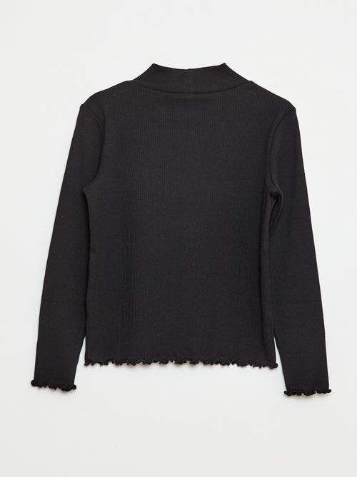 Camiseta de cuello alto de canalé - Kiabi