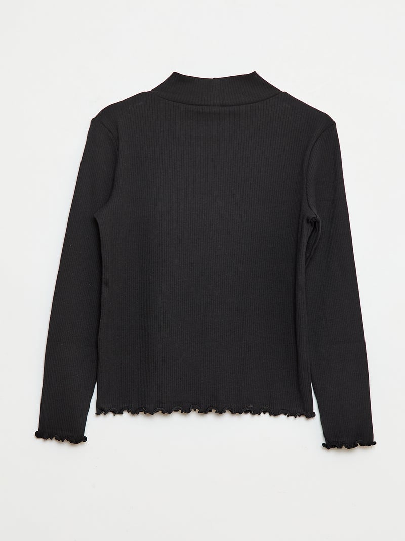 Camiseta de cuello alto de canalé Negro - Kiabi