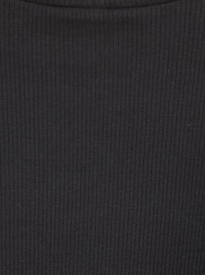 Camiseta de cuello alto de canalé Negro - Kiabi