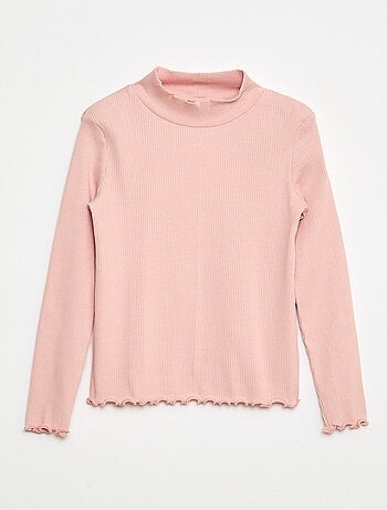 Camiseta de cuello alto de canalé