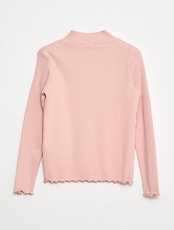 Camiseta de cuello alto de canalé