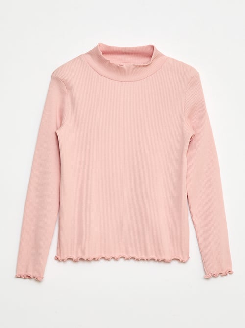 Camiseta de cuello alto de canalé - Kiabi