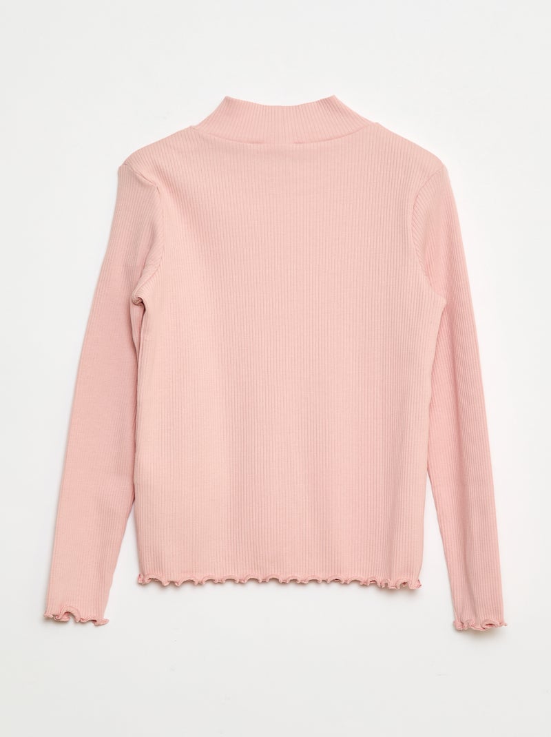 Camiseta de cuello alto de canalé Rosa - Kiabi