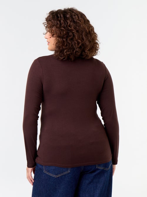Camiseta de cuello alto de color liso - Kiabi