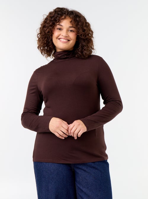 Camiseta de cuello alto de color liso - Kiabi