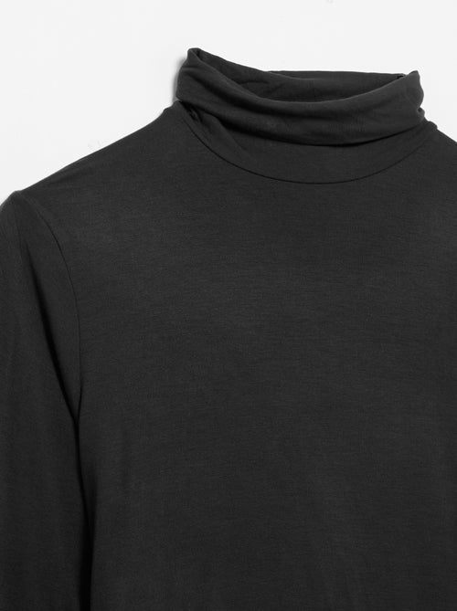 Camiseta de cuello alto de color liso - Kiabi