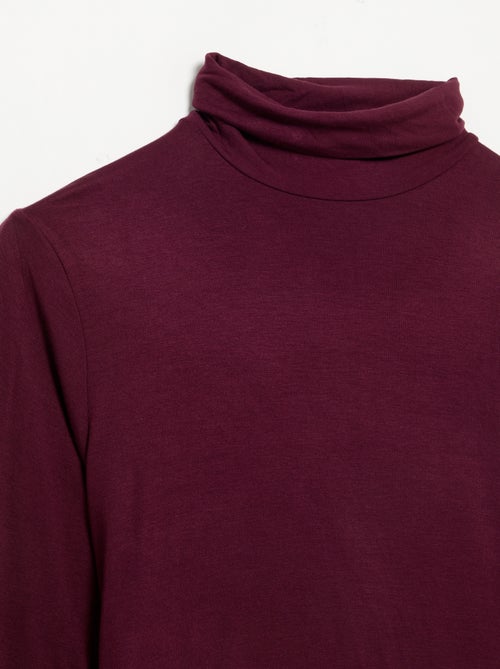 Camiseta de cuello alto de color liso - Kiabi