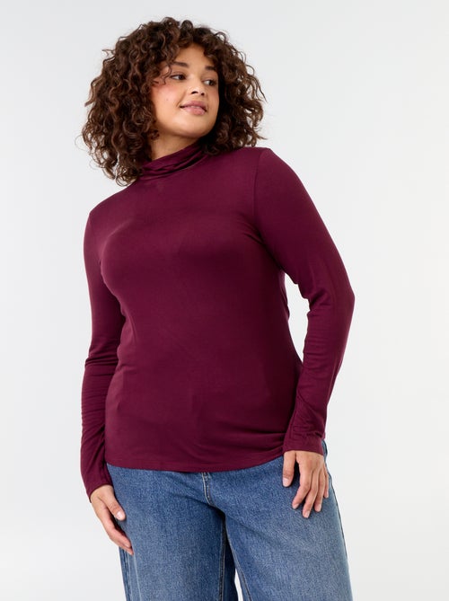 Camiseta de cuello alto de color liso - Kiabi Camiseta de cuello alto de color liso - Kiabi
