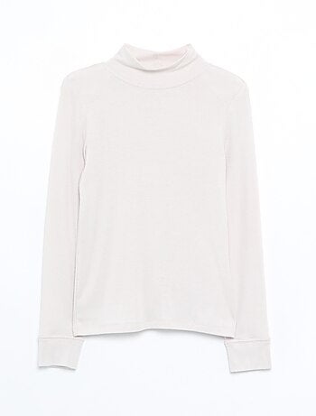 Camiseta de cuello alto de lana mezclada
