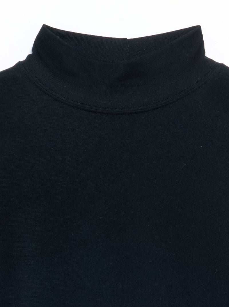 Camiseta de cuello alto de lana mezclada Negro - Kiabi