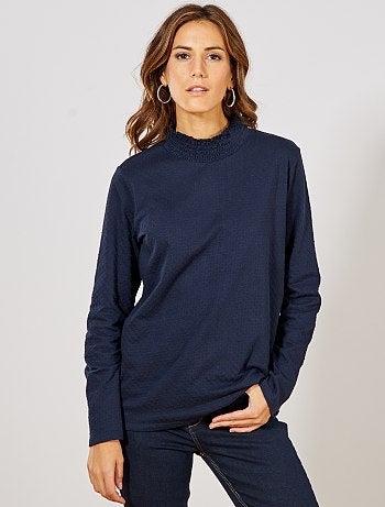 Camiseta de cuello alto de lunares - Kiabi