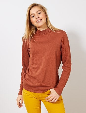 Camiseta de cuello alto de lunares - Kiabi