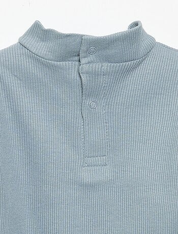 Camiseta de cuello alto de punto acanalado