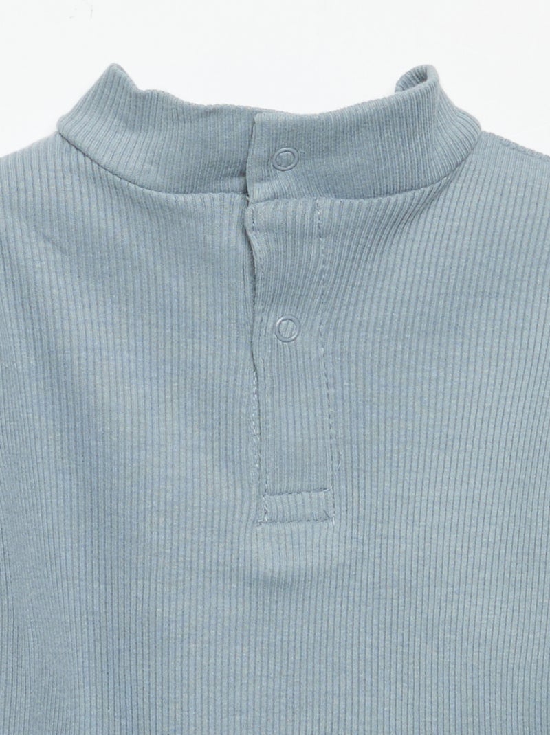 Camiseta de cuello alto de punto acanalado Azul - Kiabi
