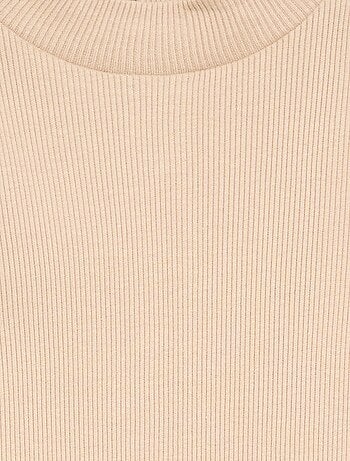 Camiseta de cuello alto de punto acanalado