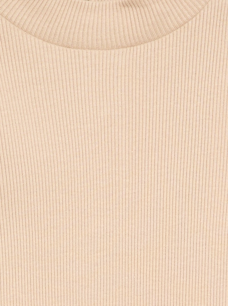Camiseta de cuello alto de punto acanalado Beige - Kiabi