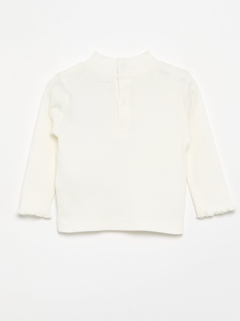 Camiseta de cuello alto de punto acanalado Blanco - Kiabi