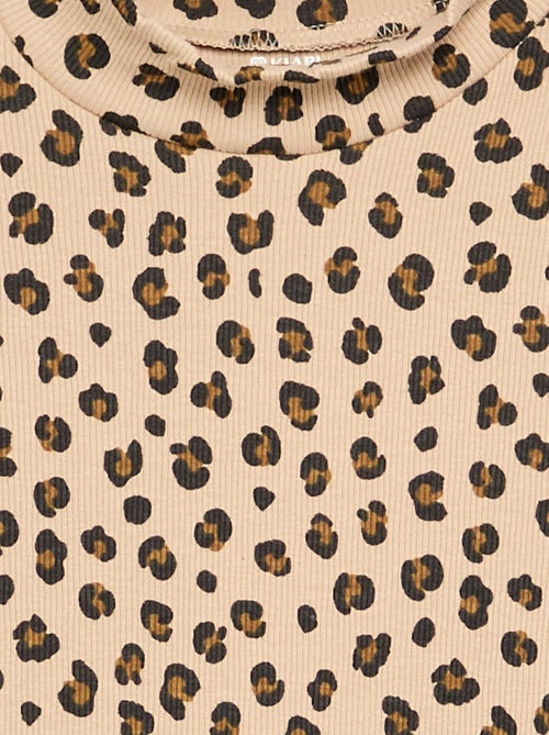 Camiseta de cuello alto de punto acanalado estampada - Kiabi
