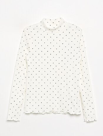 Camiseta de cuello alto de punto acanalado estampada