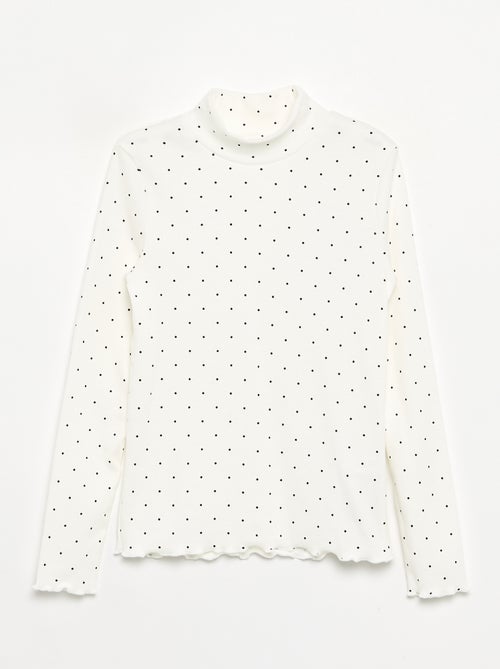 Camiseta de cuello alto de punto acanalado estampada - Kiabi