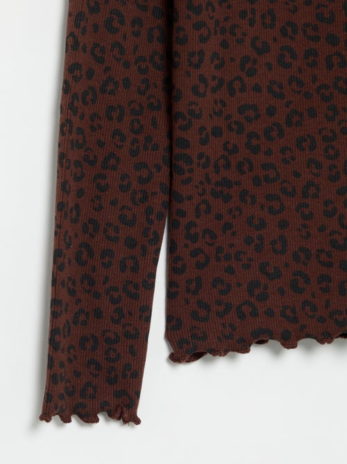 Camiseta de cuello alto de punto acanalado estampada - Kiabi Camiseta de cuello alto de punto acanalado estampada - Kiabi