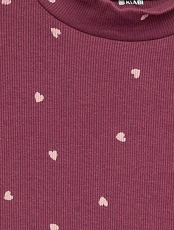 Camiseta de cuello alto de punto acanalado estampada