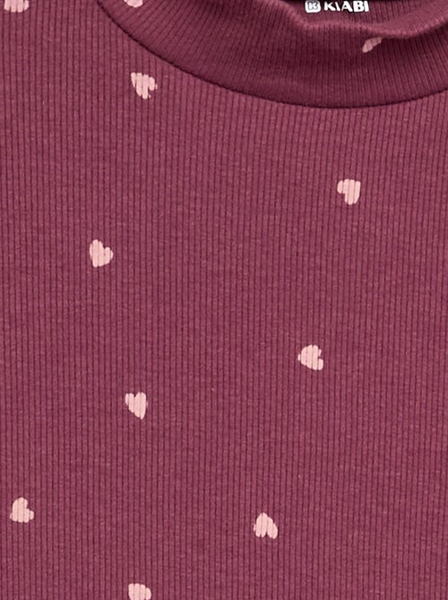 Camiseta de cuello alto de punto acanalado estampada - Kiabi