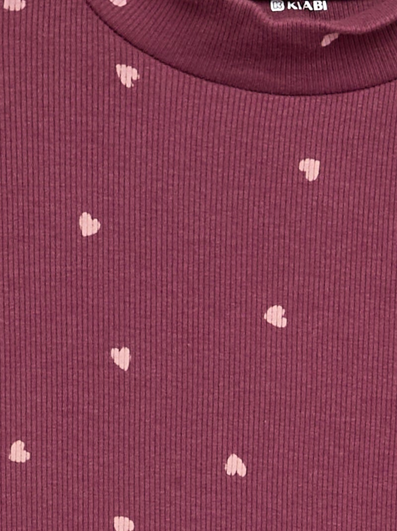 Camiseta de cuello alto de punto acanalado estampada Rosa - Kiabi