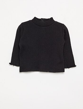 Camiseta de cuello alto de punto acanalado