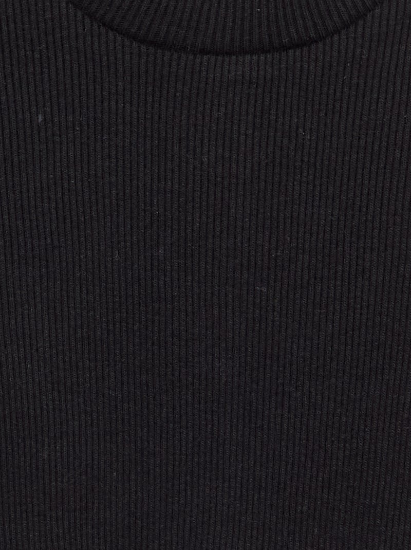 Camiseta de cuello alto de punto acanalado Negro - Kiabi