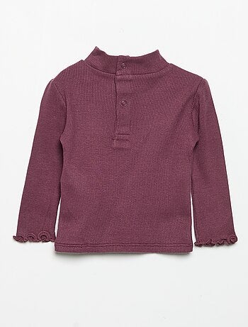 Camiseta de cuello alto de punto acanalado