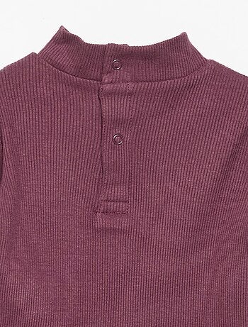 Camiseta de cuello alto de punto acanalado