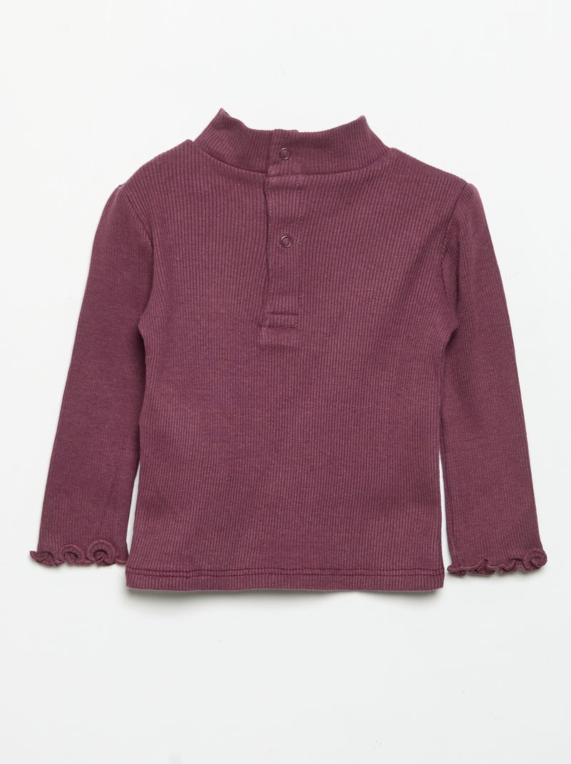 Camiseta de cuello alto de punto acanalado Purpura - Kiabi