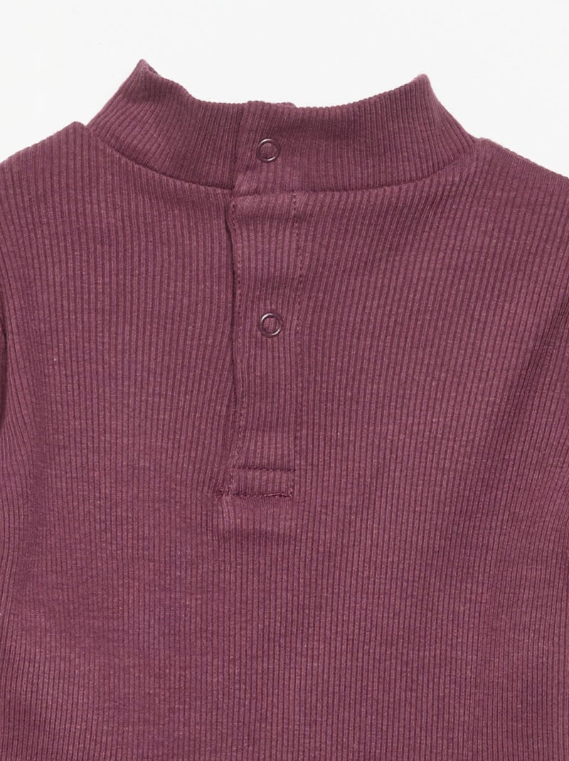 Camiseta de cuello alto de punto acanalado Purpura - Kiabi