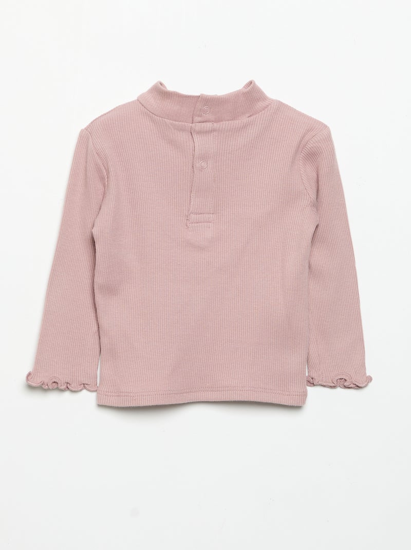 Camiseta de cuello alto de punto acanalado Rosa - Kiabi