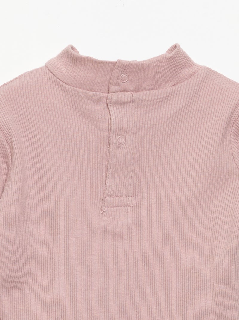 Camiseta de cuello alto de punto acanalado Rosa - Kiabi
