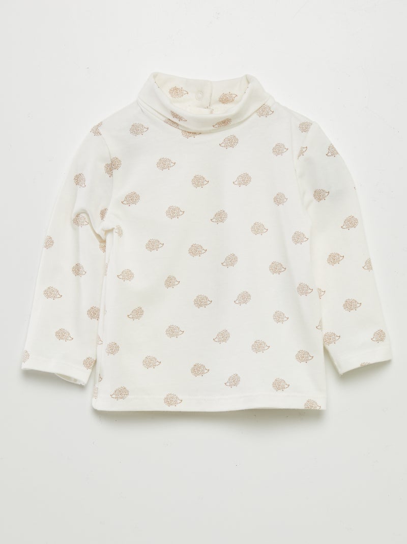 Camiseta de cuello alto de punto estampado BLANCO - Kiabi