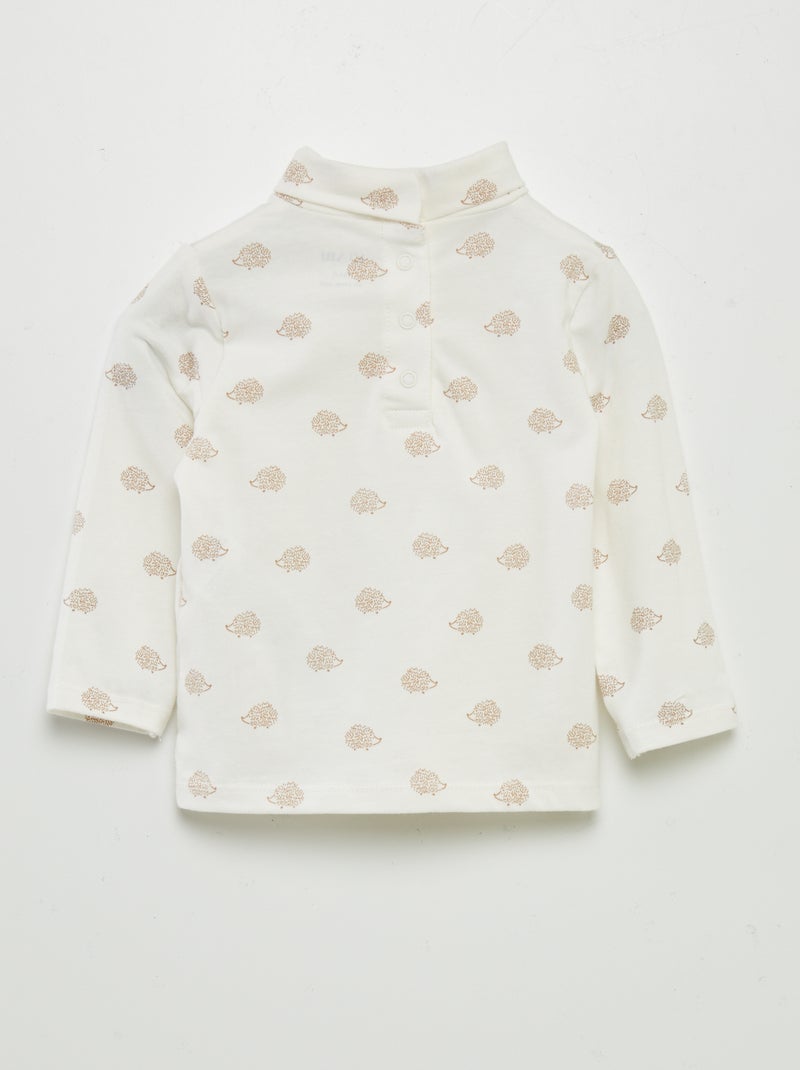 Camiseta de cuello alto de punto estampado BLANCO - Kiabi