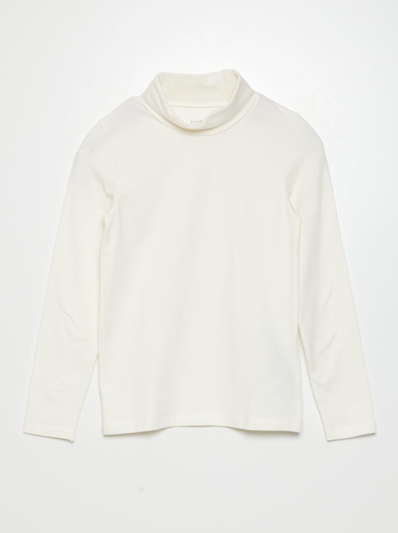 Camiseta de cuello alto de punto liso Blanco - Kiabi