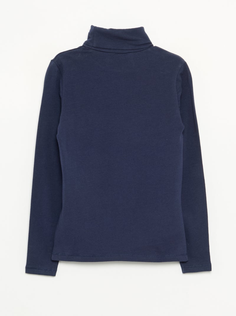 Camiseta de cuello alto lisa Azul - Kiabi