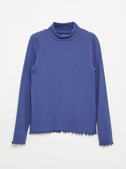 Camiseta de cuello alto lisa con acabados ondulados - Kiabi Camiseta de cuello alto lisa con acabados ondulados - Kiabi