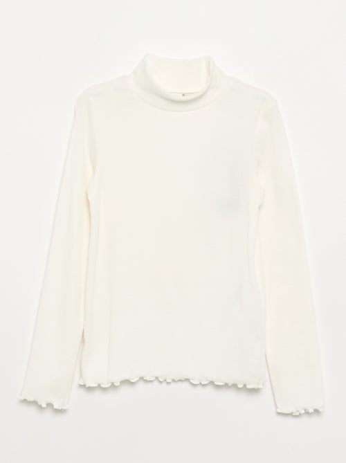 Camiseta de cuello alto lisa con acabados ondulados - Kiabi
