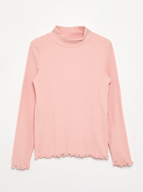 Camiseta de cuello alto lisa con acabados ondulados - Kiabi Camiseta de cuello alto lisa con acabados ondulados - Kiabi