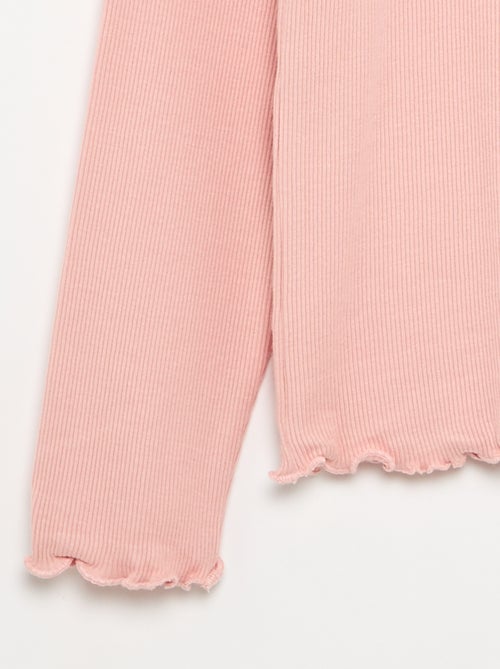 Camiseta de cuello alto lisa con acabados ondulados - Kiabi Camiseta de cuello alto lisa con acabados ondulados - Kiabi