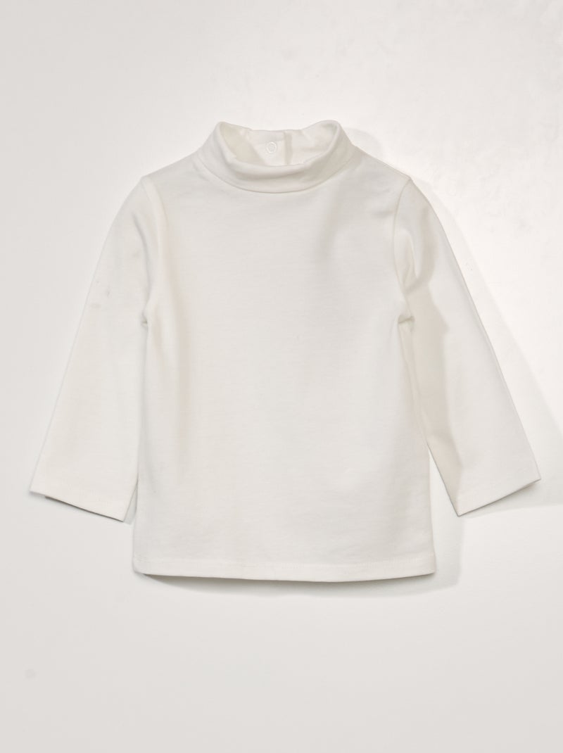 Camiseta de cuello alto lisa de punto BLANCO - Kiabi