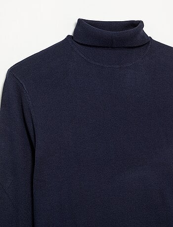 Camiseta de cuello alto lisa de punto fino