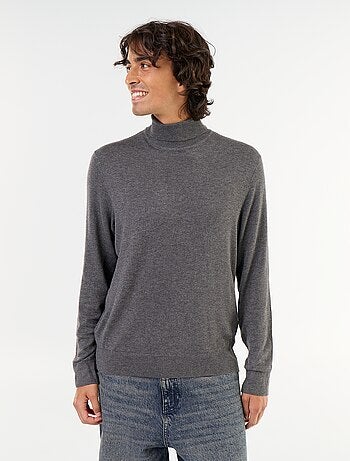 Camiseta de cuello alto lisa de punto fino